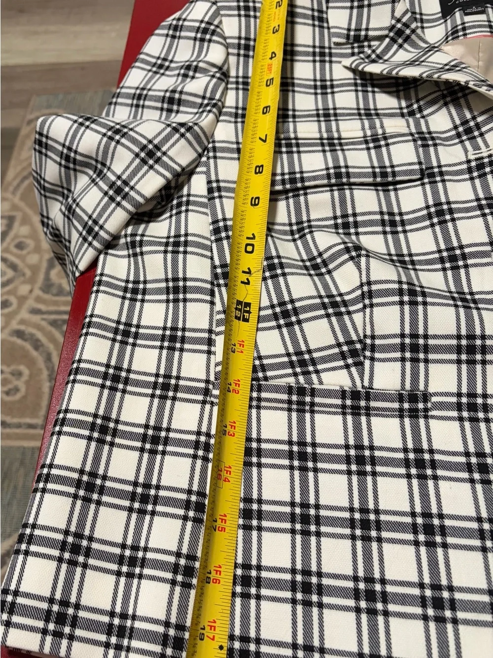 J. Crew Cream and Black Plaid Tailored Blazer